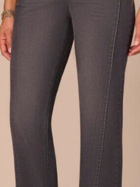 Democracy Ab solution® High Rise Faux Lip Seam Ankle Length Straight Leg Grey